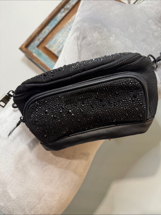 Steve Madden Handbags - Steve Madden Black Crystal-Embellished Crossbody belt sling bag NWT